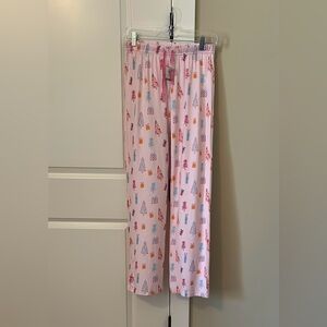 NWT Pink Pajama Pants with Colorful Tree Print